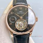 Super Clone IWC Portugieser Moon phase Tourbillon Edition Watch Rose Gold Black Dial 42mm